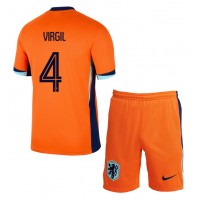 Niederlande Virgil van Dijk #4 Fußballbekleidung Heimtrikot Kinder EM 2024 Kurzarm (+ kurze hosen)